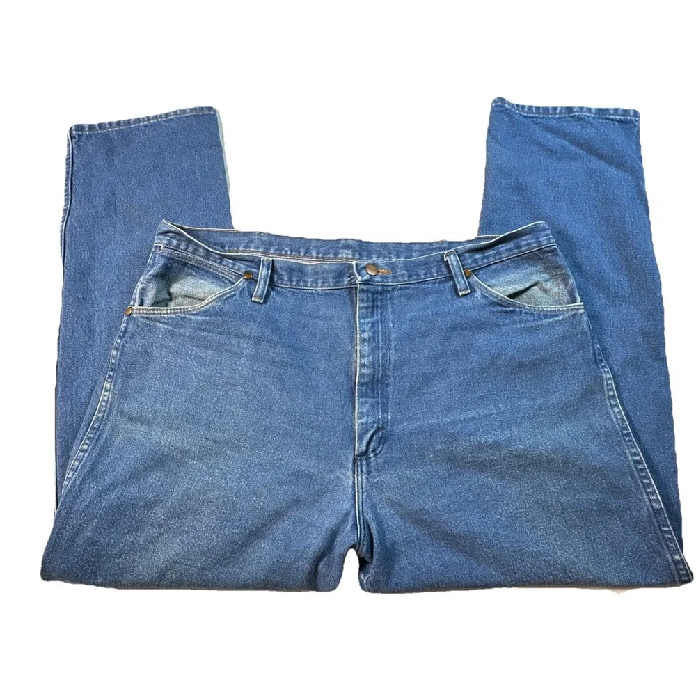 Wrangler 13MWZPW Cowboy Cut Jeans 40x30 Blue Medium Wash Straight Leg Denim - Picture 5 of 6